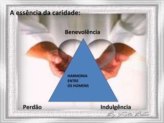 A essência da caridade:   Benevolência Perdão   Indulgência HARMONIA  ENTRE  OS HOMENS 