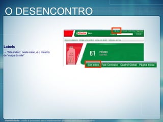 O DESENCONTRO Labels “ Site index”, neste caso, é o mesmo de “mapa do site” 