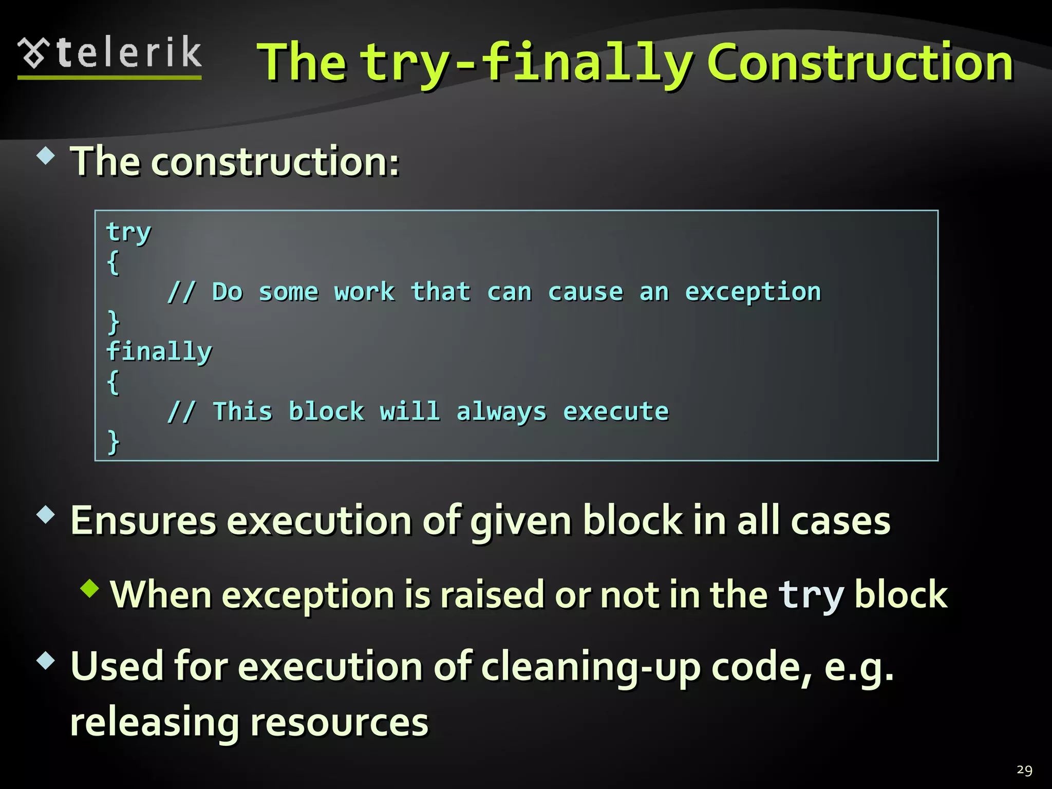 C# Exceptions Handling | PPT