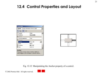 12.4   Control Properties and Layout Fig. 12.12 Manipulating the Anchor property of a control. 