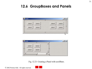 12.6   GroupBox es and  Panel s Fig. 12.21 Creating a Panel with scrollbars. 