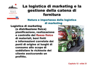 La logistica di marketing e la
          gestione della catena di
                   fornitura
             Natura e impor...
