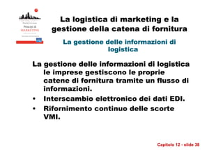 La logistica di marketing e la
     gestione della catena di fornitura
        La gestione delle informazioni di
         ...