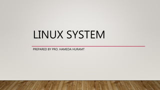 LINUX SYSTEM
PREPARED BY PRO. HAMEDA HURAMT
 