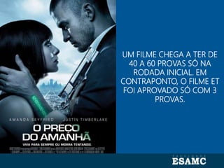 Autoria: Seragini Farné
UM FILME CHEGA A TER DE
40 A 60 PROVAS SÓ NA
RODADA INICIAL. EM
CONTRAPONTO, O FILME ET
FOI APROVADO SÓ COM 3
PROVAS.
 