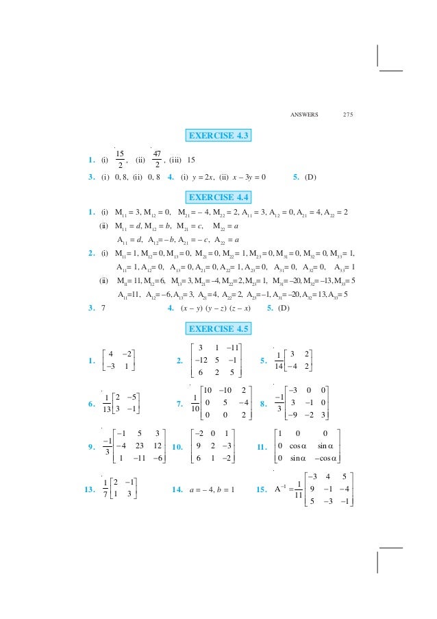 NCERT Books Class 12 Maths Answer Keys Part 1