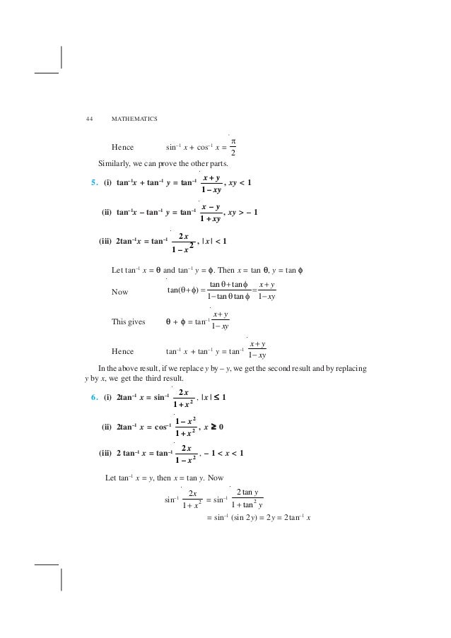 Ncert Book Class 12 Maths Chapter 2 Inverse Trigonometric Function