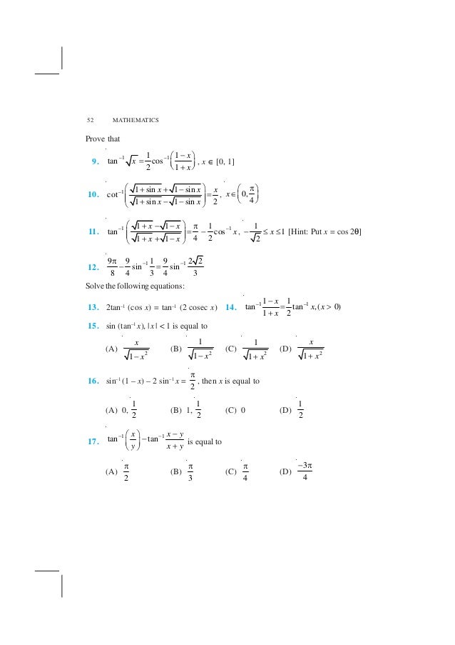 Ncert Book Class 12 Maths Chapter 2 Inverse Trigonometric Function Ncert Book Class 12 Maths Chapter 2 Inverse Trigonometric Function