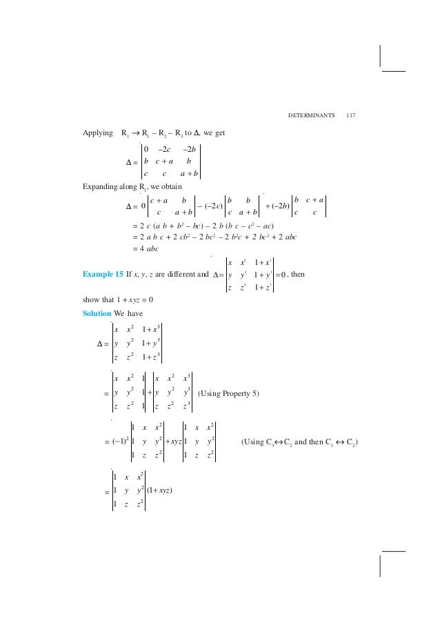 Cbse Ncert Book Class 12 Maths Chapter 4 Determinants Cbse Ncert Book Class 12 Maths Chapter 4 Determinants