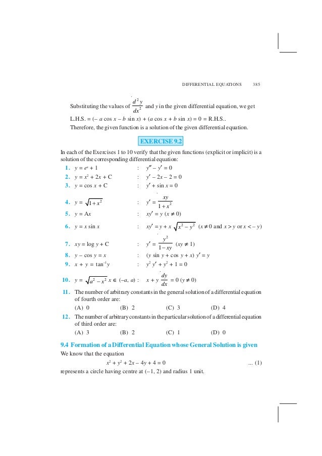 Ncert Books For Class 12 Maths Chapter 9 Differential Equation