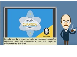 formuló que la energía se radia en unidades pequeñas
separadas que llamamos cuantos. De ahí surge el
nombre teoría cuántica.
 