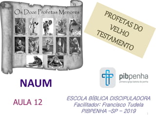 1
ESCOLA BÍBLICA DISCIPULADORA
Facilitador: Francisco Tudela
PIBPENHA –SP - 2019
AULA 12
 