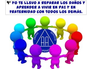 9º Yo te llevo a reparar los daños y
aprender a vivir en paz y en
fraternidad con todos los demás.

 