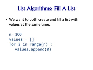An Introduction To Python - Tables, List Algorithms | PPT