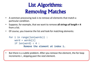 An Introduction To Python - Tables, List Algorithms | PPT