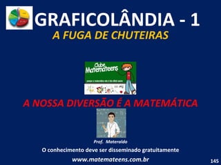 GRAFICOLÂNDIA - 1 A FUGA DE CHUTEIRAS A NOSSA DIVERSÃO É A MATEMÁTICA Prof.  Materaldo O conhecimento deve ser disseminado gratuitamente www.matemateens.com.br 
