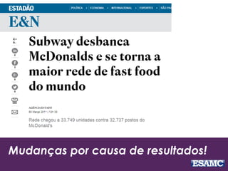 Mudanças por causa de resultados!
 