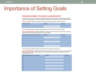 Importance of Setting Goals10/08/1110