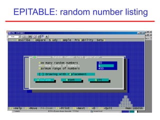 EPITABLE: random number listing
 