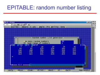 EPITABLE: random number listing
 