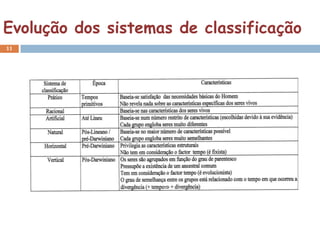 Evolução dos sistemas de classificação
11
 