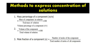 Methods to express concentration of
solutions
 