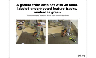 A ground truth data set with 30 hand-
labeled unconnected feature tracks,
marked in green
jvrb.org
Thorsten Thormählen, Nils Hasler, Michael Wand, and Hans-Peter Seidel
 
