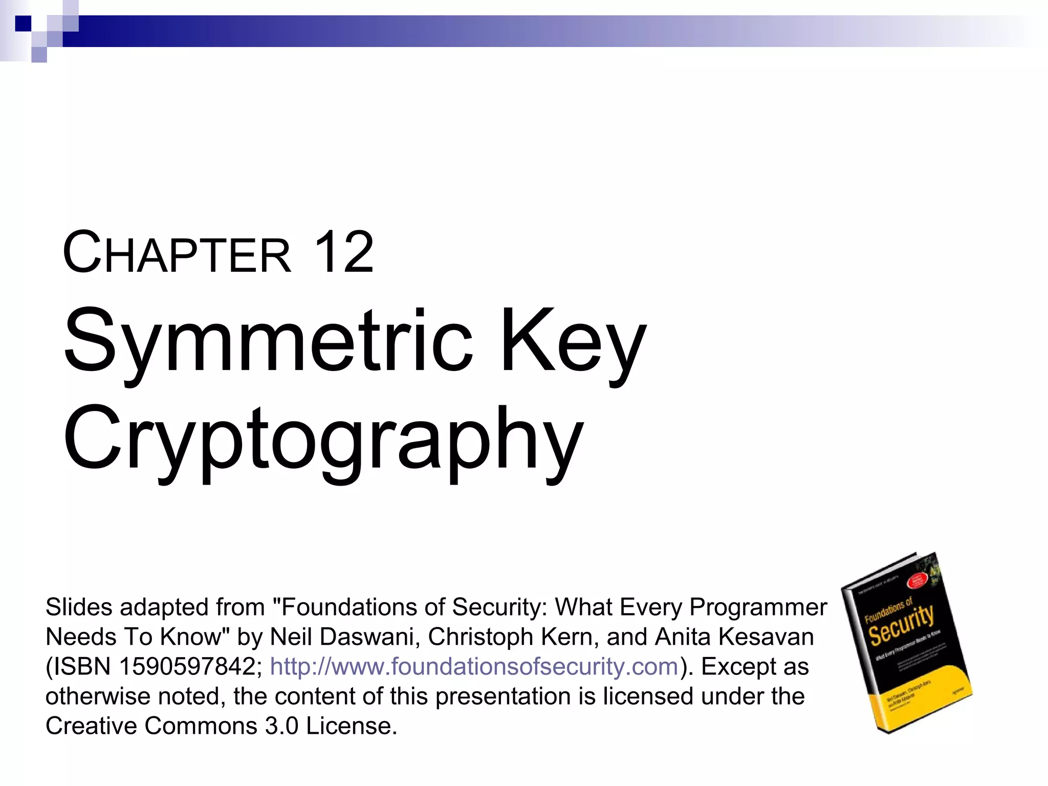 12 symmetric key cryptography | PPT | Programming Languages | Computing