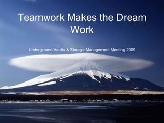 Teamwork Makes the Dream Work Underground Vaults & Storage Management Meeting 2009 