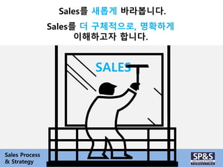 Sales를 새롭게 바라봅니다. 
Sales를 더 구체적으로, 명확하게 
이해하고자 합니다. 
SALES 
Sales Process 
& Strategy 
 