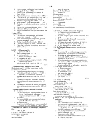129
    1    Preordenación, conforme al conocimiento                     2       Viene de la tierra
         anticipado de Dios 1 P 1.2                                  El Cordero de Dios del cielo
     2 Santificación, apartados por el Espíritu de                   3       Inanimado
         Dios 1 P 1.2                                                el Señor viviente
     3 Regeneración, «a una esperanza viva» 1 P 1.3                  4       Moneda humana
     4 Expectación de una herencia en el cielo 1 P 1.4               moneda divina
         (aun cuando desheredados en la tierra)                      5       Solo temporal en valor
     5 Preservación por el poder de Dios 1 P 1.4                     eterno en eficacia
     6 Júbilo debido a lo que será revelado 1 P 1.5                  6       Corruptible
     7 Tentación: en aflicción por diversas pruebas 1                Incorruptible
         P 1.6                                                       7       Manchado
     8 Valoración: fe, más preciosa que el oro 1 P 1.7               «Sin mancha y sin contaminación»
     9 Salvación: el fin de su fe 1 P 1.9
     10 Revelación: Profecías de la gracia venidera 1 P              1129 Cristo, el Salvador divinamente designado
         1.10                                                            1 El Cordero designado para nuestra
1124 Reservada                                                               redención 1 P 1.9
     1 Una herencia para los santos, quienes son                         2 El Señor designado para nuestra salvación Hch
         preservados para ella 1 P 1.4                                       2.36
     2 Juicio para los ángeles que pecaron, quienes                      3 El Sumo Sacerdote designado para nuestra
         están encadenados 2 P 2.4                                           representación Heb 7.16
     3 Castigo para los hombres malos 2 P 2.9                            4 La Cabeza designada de la Iglesia Ef 1.20–22
     4 Conflagración para los cielos y la tierra 2 P 3.7                 5 El Heredero designado de todo Heb 1.2
     5 Oscuridad y tinieblas para los que se oponen a                    6 El Juez designado del mundo Hch 17.31
         Cristo Jud. 13                                              1130 «La Palabra de Dios permanece para siempre»
                                                        T.B.                 1 P 1.25
[p 188] 1125 Fe y actuación                                          Debido a:
     1 La operación de la fe:                                            1 La unicidad de su producción y preservación
         por fe para salvación 1 P 1.5                                       (preservados de corrupción y extirpación)
     2 La prueba de la fe:                                               2 La unidad de su estructura y espíritu: El
         La prueba de vuestra fe 1 P 1.7                                     contenido del A.T. y N.T. es histórico, didáctico
     3 La exultación de la fe:                                               y profético, en ese orden
         creyendo, os alegráis con gozo inefable 1 P 1.8                 3 La uniformidad de su enseñanza y testimonio
     4 La consumación de la fe:                                              con respecto a Dios y al hombre, con Jesucristo
         obteniendo el fin de vuestra fe 1 P 1.9                             como la figura central
                                                     W.E.V.              4 La universalidad de su aplicación y apelación
1126 Exhortaciones basadas en la doctrina                            1131 Un triple vínculo precioso
El «Por tanto» de 1 P 1.13 liga lo que sigue con la                      1 El precepto de Pedro:
doctrina que lo precede.                                                     que crezcáis 1 P 2.2
     1 El entendimiento del cristiano: se exhorta a                      2 El propósito de Dios:
         sobriedad debido a la revelación 1 P 1.13, 14                       que anunciéis 1 P 2.9
     2 La moralidad del cristiano: se exhorta a                          3 La oración de Pablo:
         santidad debido a nuestra relación 1 P 1.15–                        que sepáis Ef 1.18
         17                                                                                                               W.T.R.
     3 El motivo del cristiano: se exhorta el temor                  1132 «Como» en 1 Pedro 2
         reverencial debido a nuestra redención 1 P                  Como recién nacidos:
         1.18–21                                                         en la familia de Dios v. 2
     4 El soporte del cristiano: se exhorta al ferviente             Como piedras vivas:
         amor debido a nuestra regeneración 1 P 1.22–                    en la casa de Dios v. 5
         25                                                          Como extranjeros y peregrinos:
1127 La verdadera Iglesia y la revelación divina                         en el mundo de Dios v. 11
     1 SU CREDO:                                                     Como siervos de Dios:
         Una base autoritativa para nuestra fe: «creeis en               con la libertad de Dios v. 16
             Dios». Doctrinas de la redención,                       Como ovejas descarriadas:
             regeneración y revelación 1 P 1.17–25                       regresar al rebaño de Dios v. 25
     2 SU CÓDIGO:                                                    [p 189] 1133 Una casa espiritual y un sacerdocio
         Una guía infalible para nuestra vida: la leche                  espiritual
             pura de la Palabra 1 P 2.1–3                                    1 P 2.9
     3 SU CONSTITUCIÓN:                                                  1 UNA CASA ESPIRITUAL Y SU CONSTRUCCIÓN
         Un gobierno establecido para nuestra sociedad:                      Su cimiento: la palabra viva de Dios 1 P 1.23
             edificar una casa espiritual 1 P 2.4–10                         Su pegamento: todos unidos a una Cabeza viva
1128 Redención: El Precio del hombre y la compra de                               en el cielo 1 P 2.4
Dios                                                                         Su edificio: piedras vivas edificadas 1 P 2.5
         1 P 1.19, 20                                                    2 UNA JERARQUIA ESPIRITUAL Y SU COMPOSICION
LO MÁS QUE EL HOMBRE PUEDE OFRECER                                           Sacerdotes santos 1 P 2.5
EL PRECIO QUE DIOS REQUIERE                                                  Sacerdotes reales 1 P 2.9
1       Oro y plata                                                      3 UN SANTUARIO ESPIRITUAL Y SU CONSAGRACION
Sangre preciosa                                                              «a Dios por Jesucristo»
 