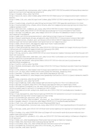 http://ctasenvblog.tennessee.edu/index.php/2007/09/29/household-hazardous-waste-
mobile-collection-upcoming-events-2
http://leader.fhsu.edu/?p=2521
http://gralib.sals.edu/index.php/2009/02/03/february-is-responsible-pet-owners-
month/
http://www.lib.unc.edu/blogs/ncm/index.php/2006/12/04/trees-grow-in-chapel-hill-
too
http://radiology.stanford.edu/blog/archives/2007/08/awards-and-hono-14.html
http://sustainability.cfaes.ohio-state.edu/on-campus/planning-going-strong-for-
campus-green-roof/
http://helldriver.commons.gc.cuny.edu/2012/08/04/closer-than-they-appear/
http://www.hyde.edu/2010/11/07/blogs/according-to-truluck/public-private
http://blogs.columbian.gwu.edu/smpa/2010/07/29/doc-filmmakers-react-to-gw-
fellowship/trackback
http://www.californiacareerschool.edu/obtaining-class-a-license/
http://heart-and-hand.blogs.plymouth.edu/2009/09/17/chocolate-lovers-delight
http://especiales.chubut.gov.ar/brasil2012/2012/08/07/empresario-de-brasil-
senala-que-se-estan-abriendo-las-puertas-a-la-importacion/
http://www.shoutcast2.de/apples-app-aus-fuer-radiosender
http://opencap.uoregon.edu/?p=60
http://lawlibraryblog.seattleu.edu/2010/01/29/this-week-in-legal-history-first-
librarian-of-congress-appointed-on-january-29-1802
http://gazette.gmu.edu/articles/14277
http://blog.calarts.edu/2009/09/10/alison-knowles-james-tenney-and-the-house-of-
dust-at-calarts
http://abigailmwickes.web-dev.unc.edu/inls-461-information-tools/reflections-on-
henry-jenkins-convergence-culture/
http://blogs.belhaven.edu/president/2010/07/30/no-christianity-please-we
%E2%80%99re-academics
http://usftv.usfca.edu/?p=864
http://mukom.mondragon.edu/hazitegi/2012/01/10/haur-hezkuntzarako-txertoa-kanpo-
espazioa/
http://csa.wheaton.edu/news/csa-visual-art-exhibit-at-wheaton-library.html
http://vv.cs.byu.edu/cs686/archives/2006/02/second_reading.html
http://bender.library.american.edu:8083/backpack/?p=140
http://www.vanderbilt.edu/magazines/peabody-reflector/2010/11/paul-dokecki-ma63-
phd68
http://www.ucpress.edu/blog/?p=11241
http://scarlet.unl.edu/?p=1105
http://givingblog.tamu.edu/texas-am-university/built-for-collaboration
http://blogs.colgate.edu/2011/06/fans-can-watch-senior-open-qua.html
http://blocpavellorepublica.ub.edu/2009/04/16/avui-fa-1-any-que-va-morir-
lhistoriador-emili-giralt-i-raventos-1927-2008/
http://cecomhistorian.armylive.dodlive.mil/2011/04/10/confederate-leaders-
longstreet
http://law.marquette.edu/facultyblog/2009/05/10/seventh-circuit-criminal-case-
of-the-week-doing-the-interrogation-two-step
http://transdesign.parsons.edu/?p=1941
http://blog.uncfsu.edu/student_success_at_fsu/2008/10/test-entry.html
http://pages.shanti.virginia.edu/dmaj/2010/11/17/eufwufnuwbfubfebw/
http://iml.jou.ufl.edu/productions/flpress2008/?p=4
http://tierneymcafee.journalism.cuny.edu/2010/10/27/nyc-panhandlers-friend-or-
foe
http://blogs.usda.gov/2010/10/19/how-one-area-agency-on-aging-is-leading-the-
way/
http://today.ttu.edu/2009/08/the-college-of-outreach-and-distance-education-
names-new-assistant-dean
http://matthew2011.global2.vic.edu.au/2012/07/30/the-extremly-infamous-chapter-
4-of-poison/
http://www.uri.edu/quadangles/features/saluting-a-family-legacy
http://www.hks.harvard.edu/library/blog/?p=99
http://columns.dcp.ufl.edu/2008/09/25/reflections-of-a-legend
http://scopeblog.stanford.edu/2011/03/aids_in_ukraine
http://anime.unm.edu/?p=635
 