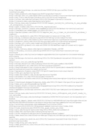http://marketing.blogs.ie.edu/archives/2009/10/do-you-suffer-from-
innoflation.php
http://www.plymouth.edu/magazine/4197/a-perfect-match/
http://blogs.scb.rit.edu/dave/2007/12/05/will-e-mail-survive-the-next-generation
http://my.ilstu.edu/blogs/jfrobin/2011/03/30/first-response
http://sites.jmu.edu/wrtcalumni/2011/02/24/meet-the-wrtc-interns
http://library.ndsu.edu/new-materials/grhc/
http://blog.case.edu/singham/2010/10/08/lawyer_jailed_for_refusing_to_say_pledge
_of_allegiance_in_court
http://pek.truman.edu/2011/03/14/5k_registration/
http://blogs.ischool.utexas.edu/newmedia/2012/03/26/defeat-vs-revitalization/
http://leendertjan.edublogger.nl/2011/01/23/7/
http://macdailynews.com/2005/03/31/apples_mac_os_x_tiger_vs_microsofts_windows_l
onghorn/
http://pty.vanderbilt.edu/2011/06/welcome-to-session-2/img_5415
http://blog.richmond.edu/writing/2010/03/08/eg-ie-etc-what-to-do/
http://techlink.mit.edu/2009/11/mit-venture-capital-conference-startup-showcase/
http://foghorn.usfca.edu/2010/02/do-you-believe-in-life-after-mcqueen/
http://blogs.uit.tufts.edu/rakblog/2009/09/living_heritage.html
http://alan1655.global2.vic.edu.au/2008/10/06/whether-age-of-conan-will-open-
beta-in-china
http://www.library.umass.edu/spcoll/umarmot/?page_id=548
http://ifoundry.illinois.edu/blog/2009/03/27/la-tech-has-innovative-org-
structure
http://bond.pcc.edu/sylvania-campus-upgrades-boiler-system-to-increase-energy-
efficiency
http://bizblogs.fullerton.edu/blog/2011/01/06/facebook-valued-at-50-billion-
agree/
http://luci.ics.uci.edu/blog/?p=836
http://blogs.maryville.edu/library/2010/02/09/lost-symbol/dscf2846
http://estudiants.url.edu/2011/05/activitats-12052011
http://healthdisparities.virginia.edu/2010/04/07/president-obama%E2%80%99s-
health-reform-no-cure-for-what-ails-us/
http://gargoyle.flagler.edu/2007/10/golf-team-hosts-national-match
http://tfm.gov.my/berita/?p=181
http://www.barrosmelo.edu.br/blogs/direito/?p=664
http://biznews.fiu.edu/2010/03/alumni-notes-47
http://bulletin.arcadia.edu/2010/10/mangione-receives-aptas-lucy-blair-service-
award/
http://thethread.dukeperformances.duke.edu/2011/01/meet-the-pacifica-quartet/
http://www.arts.gov/bigreadblog/?p=280
http://pages.shanti.virginia.edu/engagedlearning/2011/03/04/community-based-
research-paper-social-sciences/
http://speakers.scotblogs.wooster.edu/2007/02/02/can-immigration-dilemmas-be-
resolved/
http://blog.case.edu/varsity/2010/05/14/and_their_offhiggins_and_staff_ready_to_
run_saturday
http://cas.uchicago.edu/workshops/newmedia/2008/08/24/actreact-at-milwaukee-art-
museum
http://blog.impact.upenn.edu/2010/01/19/haiti-%E2%80%9Ccutting-through-the-noise
%E2%80%9D-%E2%80%93-effective-donor-help-during-the-immediate-relief-phase/
http://archives.evergreen.edu/webpages/curricular/2009-
2010/portrait2010/2010/01/28/podcast-embed-instructions/index.html
http://tusb.stanford.edu/2010/01/the_quad_loves_you.html
http://pia.edu/blog/st-patricks-day-2011/426.html/attachment/2
http://www.hks.harvard.edu/library/blog/?p=131
http://sife.vanguard.edu/projects/greenupyourdorm/judges/
http://www.sessions.edu/notes-on-design/inspiration/design/getting-gigs-win-
awards
http://wtc.armylive.dodlive.mil/2011/01/lessons-learned-from-the-front-
preventing-suicides
http://ndg.blog.usf.edu/?p=27
http://www.govoffice.info/office-2011-mac-dition-a-t-lanc-6-ans-tt-que-le-tout-
premier-dition/
 