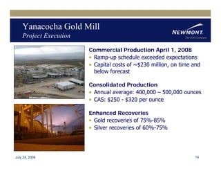 newmont mining Q22008EarningReleaseFINAL81508