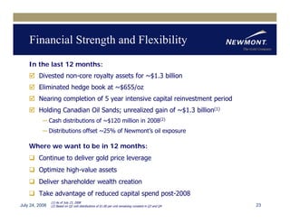 newmont mining Q22008EarningReleaseFINAL81508