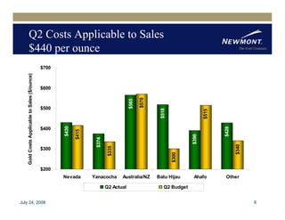 newmont mining Q22008EarningReleaseFINAL81508