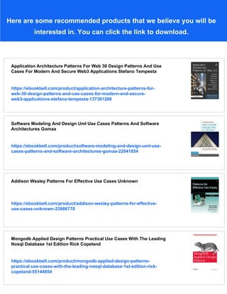 Use Cases Patterns And Blueprints Gunnar Overgaard Karin Palmkvist | PDF