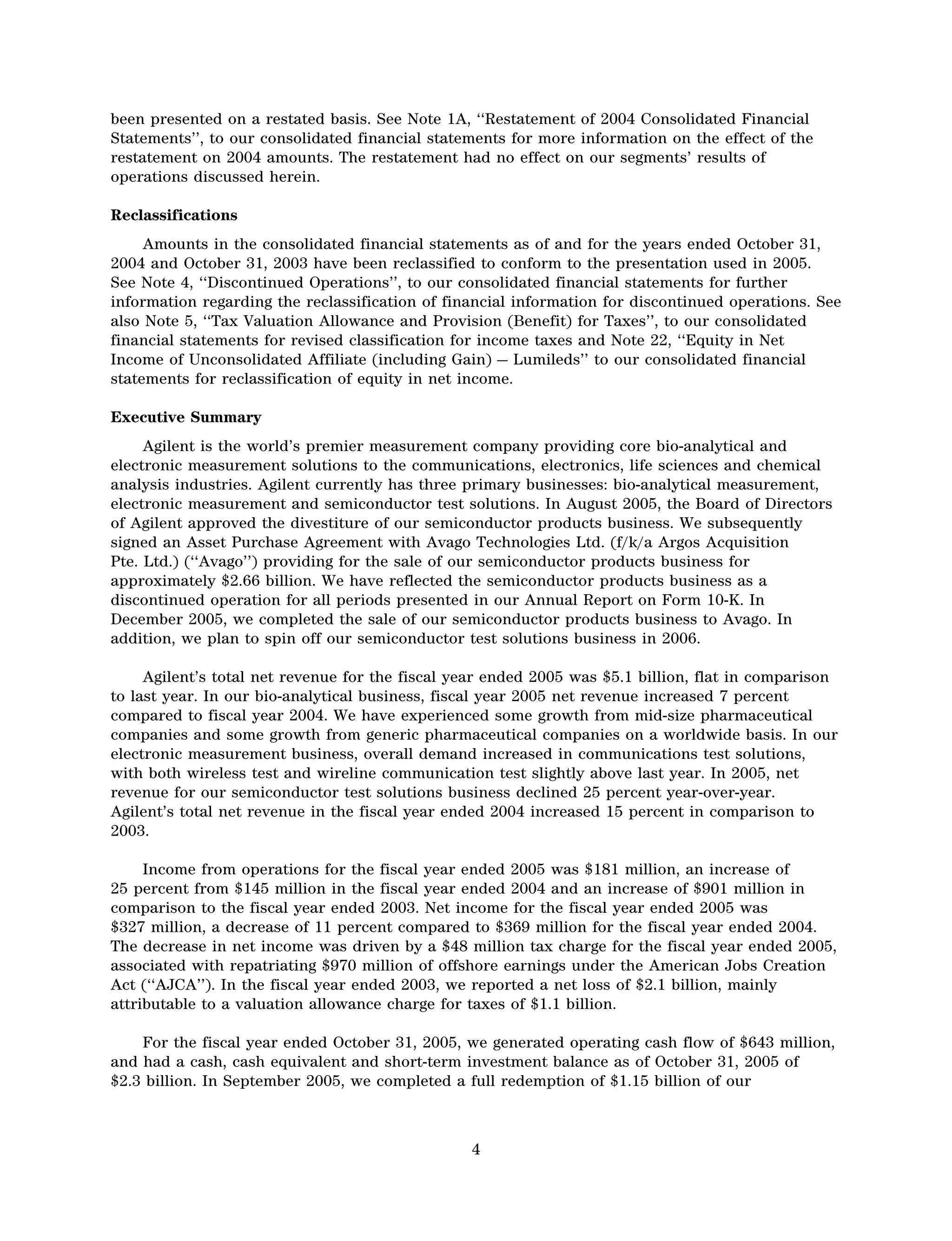 agilent AnnualReport2005