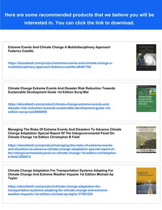 Climate Change And Extreme Events 1st Edition Ali Fares | PDF