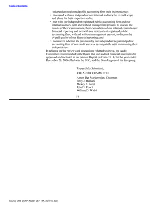 urs proxy reports 2007