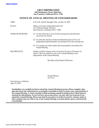 urs proxy reports 2007