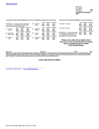 urs proxy reports 2007