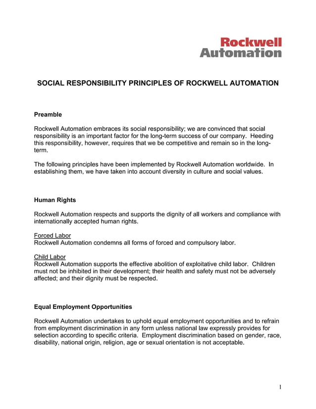 ROCKWELL AUTOMATION SocialResponsibility033005 PDF