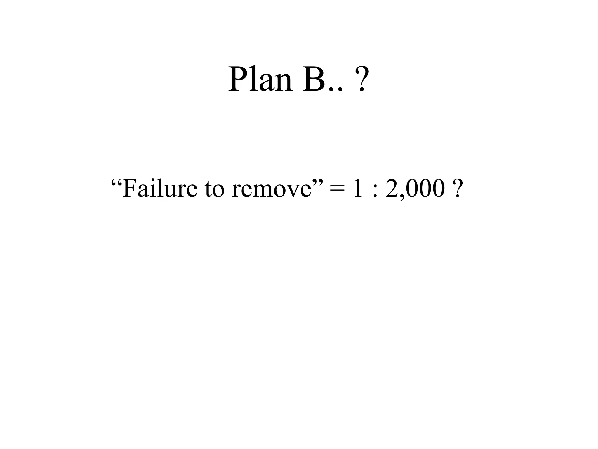 Plan B.. ?
“Failure to remove” = 1 : 2,000 ?
 