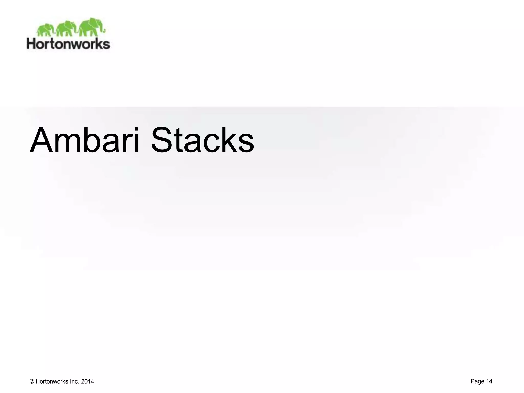 © Hortonworks Inc. 2014
Ambari Stacks
Page 14
 