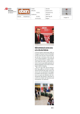 Tirada: - Sección: -
Difusión: - Espacio (cm ):2
-
(O.J.D.) Ocupación (%): -
Audiencia: - Valor (€):
Revista Arquitectura (E.G.M.) Valor Pág. (€): -
Imagen: Sí
01/01/2012 Página: -