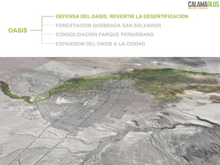DEFENSA DEL OASIS: REVERTIR LA DESERTIFICACION OASIS CONSOLIDACION PARQUE PERIURBANO FORESTACION QUEBRADA SAN SALVADOR EXPANSION DEL OASIS A LA CIUDAD 