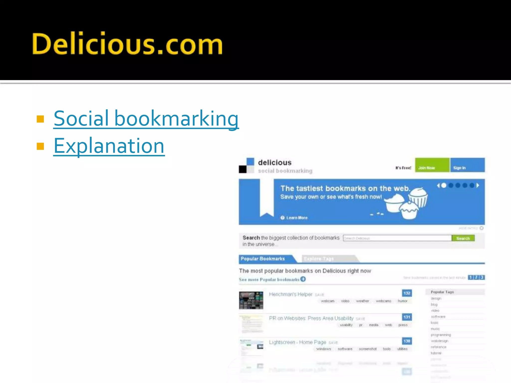    Social bookmarking
   Explanation
 