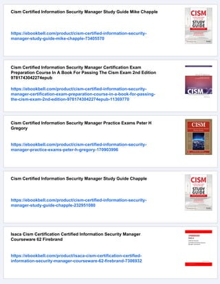 Cism Certified Information Security Manager Isaca | PDF