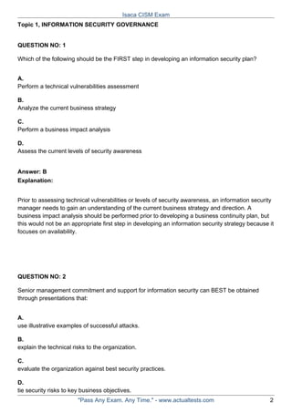 Cism Certified Information Security Manager Isaca | PDF